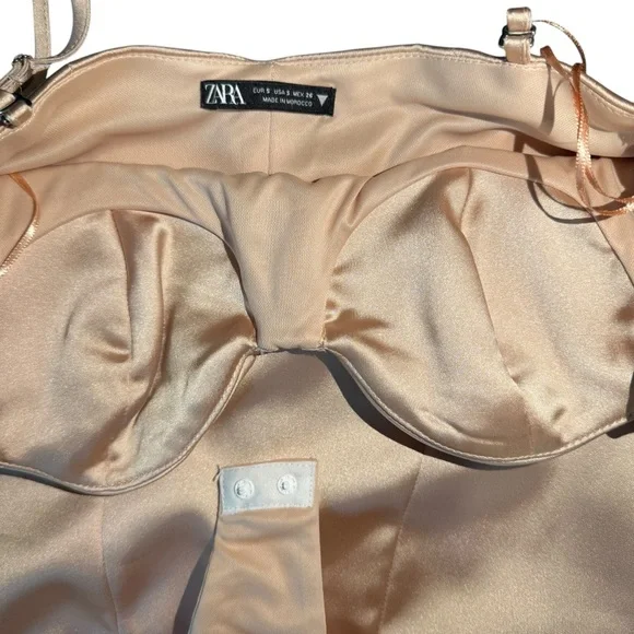 Zara Cream Satin Bodysuit NWOT - Picture 8 of 14